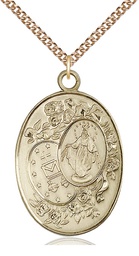 [5681GF/24GF] 14kt Gold Filled Miraculous Pendant on a 24 inch Gold Filled Heavy Curb chain
