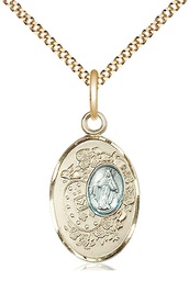 [5682EGF/18G] 14kt Gold Filled Miraculous Pendant on a 18 inch Gold Plate Light Curb chain