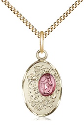 [5682EPGF/18G] 14kt Gold Filled Miraculous Pendant on a 18 inch Gold Plate Light Curb chain