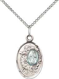 [5682ESS/18SS] Sterling Silver Miraculous Pendant on a 18 inch Sterling Silver Light Curb chain