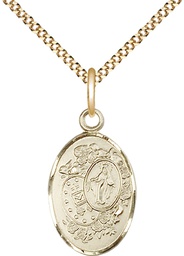 [5682GF/18G] 14kt Gold Filled Miraculous Pendant on a 18 inch Gold Plate Light Curb chain