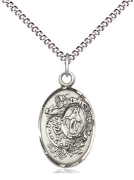 [5682SS/18S] Sterling Silver Miraculous Pendant on a 18 inch Light Rhodium Light Curb chain