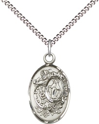 [5682SS/18S] Sterling Silver Miraculous Pendant on a 18 inch Light Rhodium Light Curb chain
