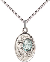 [5683ESS/18S] Sterling Silver Miraculous Pendant on a 18 inch Light Rhodium Light Curb chain