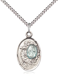 [5683ESS/18S] Sterling Silver Miraculous Pendant on a 18 inch Light Rhodium Light Curb chain