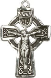 [5684SSY] Sterling Silver Celtic Crucifix Medal