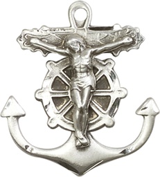 [5685SS] Sterling Silver Anchor Crucifix Medal