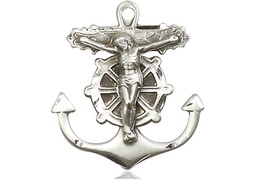 [5685SS] Sterling Silver Anchor Crucifix Medal