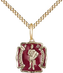 [5686EGF/18G] 14kt Gold Filled Saint Florian Pendant on a 18 inch Gold Plate Light Curb chain