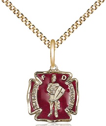 [5686EGF/18G] 14kt Gold Filled Saint Florian Pendant on a 18 inch Gold Plate Light Curb chain