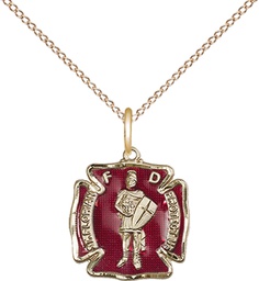 [5686EGF/18GF] 14kt Gold Filled Saint Florian Pendant on a 18 inch Gold Filled Light Curb chain