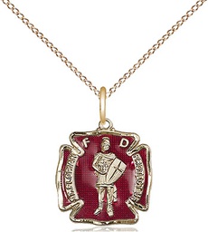 [5686EGF/18GF] 14kt Gold Filled Saint Florian Pendant on a 18 inch Gold Filled Light Curb chain