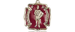 [5686EKT] 14kt Gold Saint Florian Medal