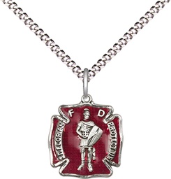 [5686ESS/18S] Sterling Silver Saint Florian Pendant on a 18 inch Light Rhodium Light Curb chain