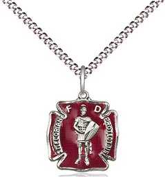 [5686ESS/18S] Sterling Silver Saint Florian Pendant on a 18 inch Light Rhodium Light Curb chain