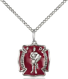 [5686ESS/18SS] Sterling Silver Saint Florian Pendant on a 18 inch Sterling Silver Light Curb chain