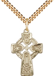 [5689GF/24G] 14kt Gold Filled Celtic Cross Pendant on a 24 inch Gold Plate Heavy Curb chain