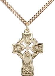 [5689GF/24GF] 14kt Gold Filled Celtic Cross Pendant on a 24 inch Gold Filled Heavy Curb chain