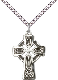 [5689SS/24SS] Sterling Silver Celtic Cross Pendant on a 24 inch Sterling Silver Heavy Curb chain