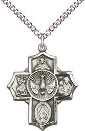 [5690SS/24SS] Sterling Silver 5-Way Pendant on a 24 inch Sterling Silver Heavy Curb chain