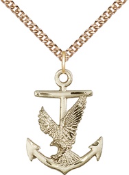 [5691GF/24GF] 14kt Gold Filled Anchor Eagle Pendant on a 24 inch Gold Filled Heavy Curb chain