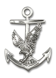 [5691SS] Sterling Silver Anchor Eagle Medal
