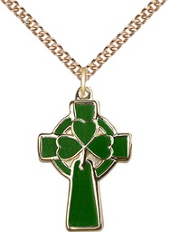 [5693GF/24GF] 14kt Gold Filled Celtic Cross Pendant on a 24 inch Gold Filled Heavy Curb chain