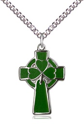 [5693SS/24SS] Sterling Silver Celtic Cross Pendant on a 24 inch Sterling Silver Heavy Curb chain