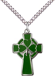 [5693SS/24SS] Sterling Silver Celtic Cross Pendant on a 24 inch Sterling Silver Heavy Curb chain