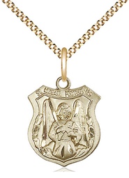 [5697GF/18G] 14kt Gold Filled Saint Michael the Archangel Pendant on a 18 inch Gold Plate Light Curb chain