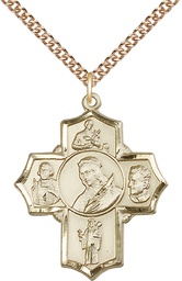 [5698GF/24GF] 14kt Gold Filled Philomena Vian Bos Jude Gerard Pendant on a 24 inch Gold Filled Heavy Curb chain