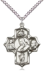 [5698SS/24SS] Sterling Silver Philomena Vian Bos Jude Gerard Pendant on a 24 inch Sterling Silver Heavy Curb chain