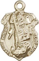 [5699GF] 14kt Gold Filled Saint Michael the Archangel Shield Medal