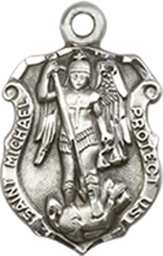 [5699SS] Sterling Silver Saint Michael the Archangel Shield Medal