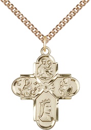 [5700GF/24GF] 14kt Gold Filled Franciscan 4-Way Pendant on a 24 inch Gold Filled Heavy Curb chain