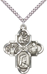 [5701SS/24SS] Sterling Silver Franciscan 4-Way Pendant on a 24 inch Sterling Silver Heavy Curb chain