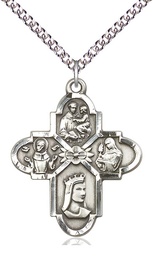 [5701SS/24SS] Sterling Silver Franciscan 4-Way Pendant on a 24 inch Sterling Silver Heavy Curb chain