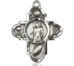 [5703SS] Sterling Silver Sports 5-Way St Sebastian Medal