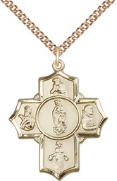 [5705GF/24GF] 14kt Gold Filled Guadalupe Diego Pio Xav Nino Pendant on a 24 inch Gold Filled Heavy Curb chain