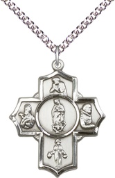 [5705SS/24SS] Sterling Silver Guadalupe Diego Pio Xav Nino Pendant on a 24 inch Sterling Silver Heavy Curb chain