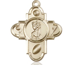 [5707GF] 14kt Gold Filled Sports 5-Way St Christopher Medal