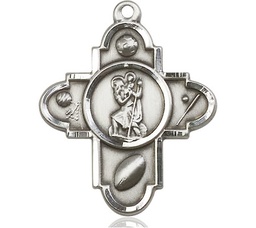 [5707SS] Sterling Silver Sports 5-Way St Christopher Medal