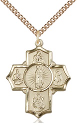 [5708GF/24GF] 14kt Gold Filled 5-Way Motherhood Pendant on a 24 inch Gold Filled Heavy Curb chain
