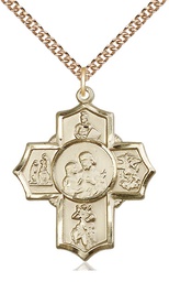 [5709GF/24GF] 14kt Gold Filled 5-Way Firefighter Pendant on a 24 inch Gold Filled Heavy Curb chain