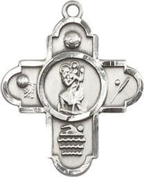 [5712SS] Sterling Silver 5-Way St Christopher Sports Medal