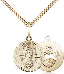 [4228GF/18G] 14kt Gold Filled Our Lady of Guadalupe Pendant on a 18 inch Gold Plate Light Curb chain