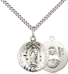 [4228SS/18S] Sterling Silver Our Lady of Guadalupe Pendant on a 18 inch Light Rhodium Light Curb chain