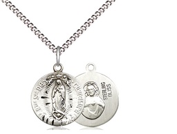 [4228SS/18S] Sterling Silver Our Lady of Guadalupe Pendant on a 18 inch Light Rhodium Light Curb chain
