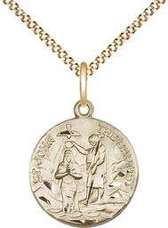 [4229GF/18G] 14kt Gold Filled Saint John the Baptist Pendant on a 18 inch Gold Plate Light Curb chain