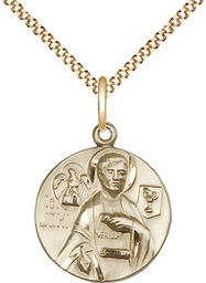 [4231GF/18G] 14kt Gold Filled Saint John the Evangelist Pendant on a 18 inch Gold Plate Light Curb chain